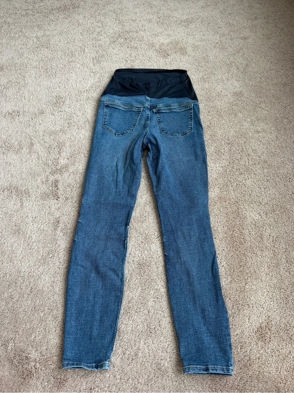 Maternity Skinny Jeans with Navy Comfort Panel - Blue Denim